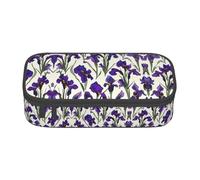 ETASUIOL Purple Iris Pattern Print Special Pencil Case,Large Capacity,Can Hold Pens,Pencils and Small Accessories