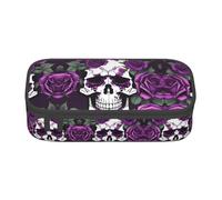 ETASUIOL Purple Rose Skeleton Print Special Pencil Case,Large Capacity,Can Hold Pens,Pencils and Small Accessories