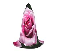 ETASUIOL Red Rose Blossom Print Hooded Cloak For Halloween,Wizard Vampire Grim Reaper Costumes,Renaissance Style