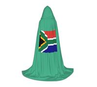 ETASUIOL South African Flag Print Hooded Cloak For Halloween,Wizard Vampire Grim Reaper Costumes,Renaissance Style
