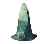 ETASUIOL The Sea Witch Inspired Print Hooded Cloak For Halloween,Wizard Vampire Grim Reaper Costumes,Renaissance Style