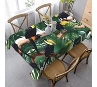 ETASUIOL Toucans Parrot Palm Tree Leaves Print Farmhouse Tablecloth,Party Rectangular Tablecloth,Soft Peachskin Fabric