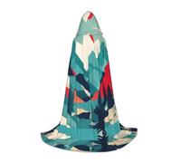 ETASUIOL Travel Mountain Scenery Print Hooded Cloak For Halloween,Wizard Vampire Grim Reaper Costumes,Renaissance Style