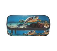 ETASUIOL Two Submarine Turtles Under Print Special Pencil Case,Large Capacity,Can Hold Pens,Pencils and Small Accessories