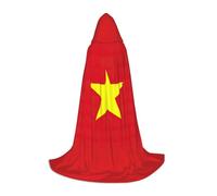 ETASUIOL Vietnamese Flag Print Hooded Cloak For Halloween,Wizard Vampire Grim Reaper Costumes,Renaissance Style