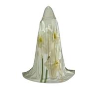 ETASUIOL White Daffodil Print Hooded Cloak For Halloween,Wizard Vampire Grim Reaper Costumes,Renaissance Style