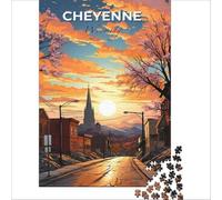 Etat Du Wyoming, Cheyenne jigsaw for adults1000 pieces | Hand Speed Race Challenging To Complete with Matching Poster and Trivia Sheet 38x26cm