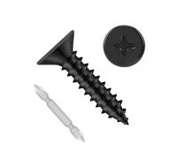 Etauwe #8 x 1/2" Flat Head Self Tapping Screws, 304 Stainless Steel 18-8 Wood Screw, Black Finish, Screwdriver Bit Included, 100 PCS