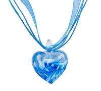 ETAWDE Glass Heart Pendant Necklace Elegant Rose Flower Collar Choker Temperament Necklaces Neck Chain Valentines Day