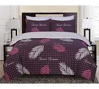 ETC Double Duvet Set 100% Pure Cotton Reversible Printed Hotel Quality Duvet Cover Ultra Soft Easy Care Double Bedding Set Super Soft and Luxury Duvet Cover Sets (Sweet Dreams Aubergine-Double)