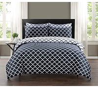 ETC Double Duvet Set 100% Pure Cotton Reversible Printed Hotel Quality Duvet Cover Ultra Soft Easy Care Double Bedding Set Super Soft and Luxury Duvet Cover Sets (Spdes Black-Double)