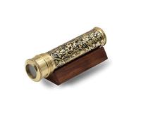 Etched Brass Handmade Kaleidoscope Explore Endless Colour with Lampworking Glass Beads, Wooden Display Stand, Dry Object Chamber- A Unique Gift and A New Addition Add Your Kaleidoscope Collection