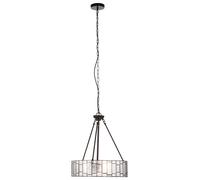 Etched Glass Deco Pendant Light, Warm Bronze Frame With Geometric Glass Shade, Ambient Ceiling Light Interiors by Premier Clear One Size