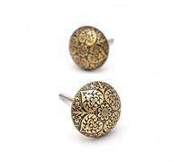 Etched Moroccan Brass Cabinet Knobs Brass Drawer Knobs Round Vintage Cupboard Door Handles Knob and Pull-Set of 6
