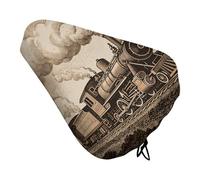 Etching Train Bike Seat Cover Waterproof Oxford Fabric, Universal Adjustable Bicycle Saddle Cover with Drawstring Easy Install Protective Rain Dust Covers for Women Men