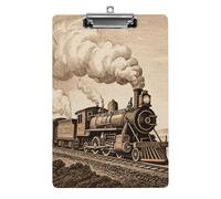Etching Train Clipboard 8.5×12.5 Inch Acrylic Clip Board with Metal Clip A4 Letter Size Decorative Clipboard Cute Hanging Clipboards for Office, Teacher, Nurse, Doctor,