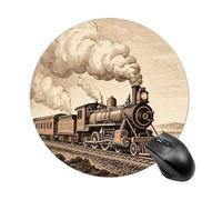 Etching Train Round Mouse Pad 7.8 Inch, Portable Gaming Mouse Mat with Non-Slip Rubber Base & Smooth Surface, Waterproof Mousepad for PC, Laptop, Computer, Office, Home
