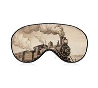 Etching Train Sleep Mask for Women Men, Soft Eye Mask with Adjustable Strap for Sleeping, Light Blocking Travel Blindfold for Nap Comfortable Eye Cover for Home Office