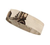 Etching Train Sports Sweatband 15" Polyester Hairband Absorbent Quick-Dry Headband for Running, Yoga