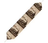 Etching Train Table Runner for Dining Table, Short Plush Runners Washable & Durable Tablerunner Modern Home Decor for Wedding, Kitchen, Holiday 229*33cm