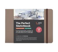 Etchr The Perfect Sketchbook Deckle Edition - Premium 300 GSM 100% Cotton Cold-Press, Hand-Torn Deckled Edges, Lay-Flat Binding, Vegan Leather Cover (A5 Landscape - 5.8 x 8.3 Inch)