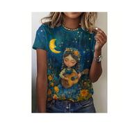 (ETD88B20251914S, L) Summer Cute Girl 3D Print T-shirts Women Streetwear Casual Fashion Art Style Y2k Short Sleeve T Shirt O-neck Tees Tops Clothing