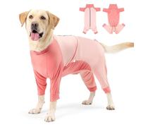 Etdane Dog Surgery Recovery Suit Dog Onesie for Female Male Dogs Medical Pet Shirt Anti Licking Adjustable Prevent Shedding Hair Patchwork Pink/XXXL