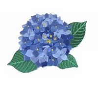 ETDesign #E05706A Mophead,Snowball Hydrangea Flower Embroidery Appliqué Patch - Blue (4" by 3" inch)