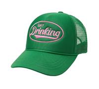 Etdewrio Embroidered Lettering Print Truck Hat Baseball Cap Trucker Mesh Snapback Hat, Day Drinking,green, One size