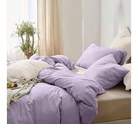 ETDIFFE Light Purple Duvet Cover Queen Size, 3pc Soft Farmhouse Bedding Comforter Cover Set, 1 Lightweight Microfiber Duvet Cover (90x90 Inches) and 2 Pillow Shams for Women Girls, Lavender