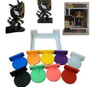 eTech4Us 10 Pack Collectable figure wall display stands for Funko Pops Figures. Sticks directly to the wall. In the box and out the box Custom Mount - 3D Printed (Grey, out The Box)