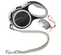 Etechydra 8m Retractable Leash - Gray, Nylon with Chew Proof Chain, Heavy Duty for Medium Large Dogs