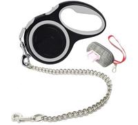Etechydra Dog Retractable Leash Gray, Durable Dog Lead 5m / 16ft, Nylon Tape Pet Dog Lead, Heavy Duty Extendable Dog Leash with Anti-Bite Dogs Steel Chain Lead for Medium Large Dogs