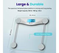 Etekcity Scales for Body Weight, Bathroom Scale with Clear LCD Display, High-Precision Measurement Technology (0.1kg/Max 180kg), 6mm Ultra Slim Design Tempered Glass,Silver