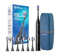 Etekcity Electric Toothbrush Sonic for Adults and Kids, Deep Clean Mode & 40000 VPM, 6 Brush Heads, Fast Charge for 60 Days, 2 Mins Smart Timer, 5 Modes & Travel Case, Black
