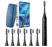 Etekcity Electric Toothbrush Sonic for Adults and Kids, Learning Mode for Beginner with Soft & Premium 6 Brush Heads, Fast Charge 3 Hours Last 60 Days, 2 Mins Smart Timer, 5 Modes & Travel Case, Black