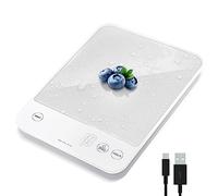 Etekcity Luminary Lite 22lb Food Kitchen Digital Scale, IPX6 Waterproof, Rechargeable, Ounces and Grams for Weight Loss, Cooking, Baking, 0.05oz/1g Precise Graduation, Silver White