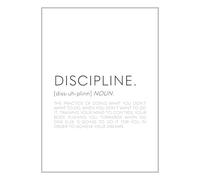 ETEKNIC Discipline Definition Print Motivational Wall Art Inspirational Quote Poster Positive Minimalist Neutral Home Office Décor Artwork (A2, Print Only)