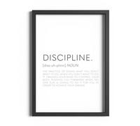 ETEKNIC Discipline Definition Print Motivational Wall Art Inspirational Quote Poster Positive Minimalist Neutral Home Office Décor Artwork (A3, Black Frame)