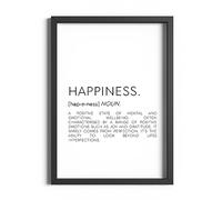 ETEKNIC Happiness Definition Print Inspirational Wall Art Positive Quote Poster Bedroom Minimalist Neutral Home Décor Artwork (A6, Black Frame)