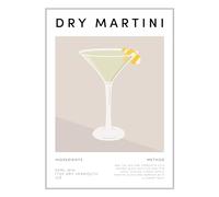 ETEKNIC Kitchen Wall Art Dry Martini Classic Cocktail Poster Mixology Recipe Drinks Print Home Bar Accessories Dining Room Decor Sign Gifts (A5, Print Only)