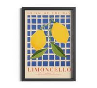 ETEKNIC Limoncello Print Vintage Lemon Drinks Poster Colourful Kitchen Wall Art Italy Print Rustic Italian Artwork Home Bar Cart Décor Gifts (A6, Black Frame)