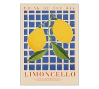 ETEKNIC Limoncello Print Vintage Lemon Drinks Poster Colourful Kitchen Wall Art Italy Print Rustic Italian Artwork Home Bar Cart Décor Gifts (A6, Print Only)