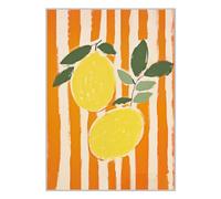 ETEKNIC Striped Lemons Vintage Colourful Kitchen Wall Art Dining Room Poster Italy Print Hand Painted Rustic Italian Artwork Home Décor Gifts (A5, Print Only)