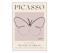 ETEKNIC The Butterfly Picasso Exhibition Wall Art Print Neutral Abstract Vintage Girls Bedroom Line Drawing Poster Famous Artist Gallery Wall Home Decor (A4, Print Only)