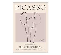 ETEKNIC The Elephant Picasso Exhibition Wall Art Print Neutral Abstract Vintage Animal Line Drawing Nursery Poster Famous Artist Gallery Wall Home Decor (A3, Print Only)