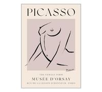 ETEKNIC The Female Form No. 2 Picasso Exhibition Wall Art Print Neutral Abstract Vintage Body Line Art Drawing Poster Famous Artist Gallery Wall Home Decor (A4, Print Only)