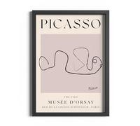 ETEKNIC The Fish Picasso Exhibition Wall Art Print Neutral Abstract Vintage Animal Line Drawing Poster Famous Artist Gallery Wall Home Decor (A4, Black Frame)