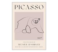 ETEKNIC The Polar Bear Picasso Exhibition Wall Art Print Neutral Abstract Vintage Animal Line Drawing Poster Famous Artist Gallery Wall Home Decor (A2, Print Only)