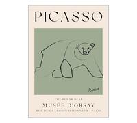 ETEKNIC The Polar Bear Picasso Exhibition Wall Art Print Neutral Green Abstract Vintage Animal Line Drawing Poster Famous Artist Gallery Home Decor (A3, Print Only)